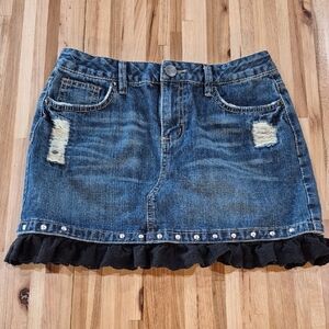 BONGO Blue Ruffled Embellished Mini Skirt